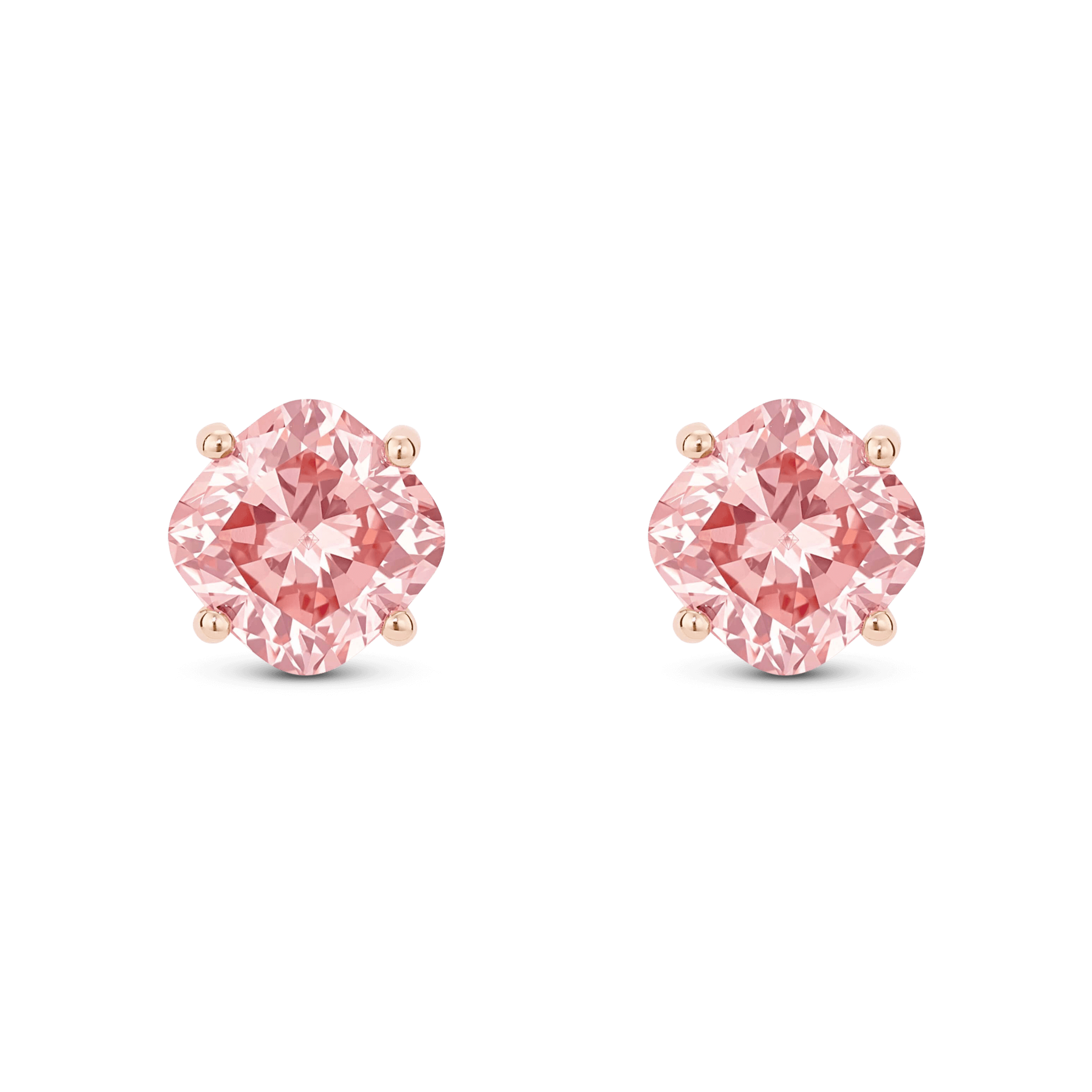 The Pink Cushion Solitaire Studs