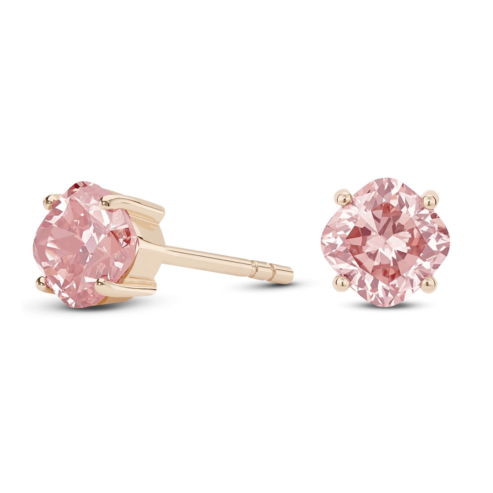 The Pink Cushion Solitaire Studs