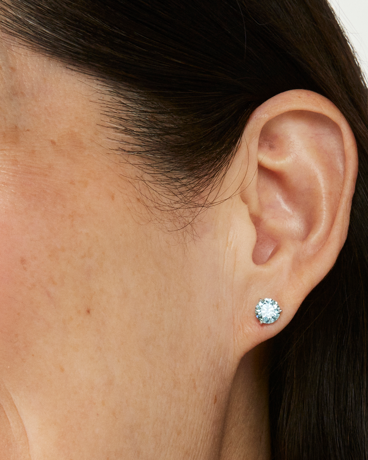 The Blue Round Brilliant Solitaire Studs Earrings Lightbox Jewelry 