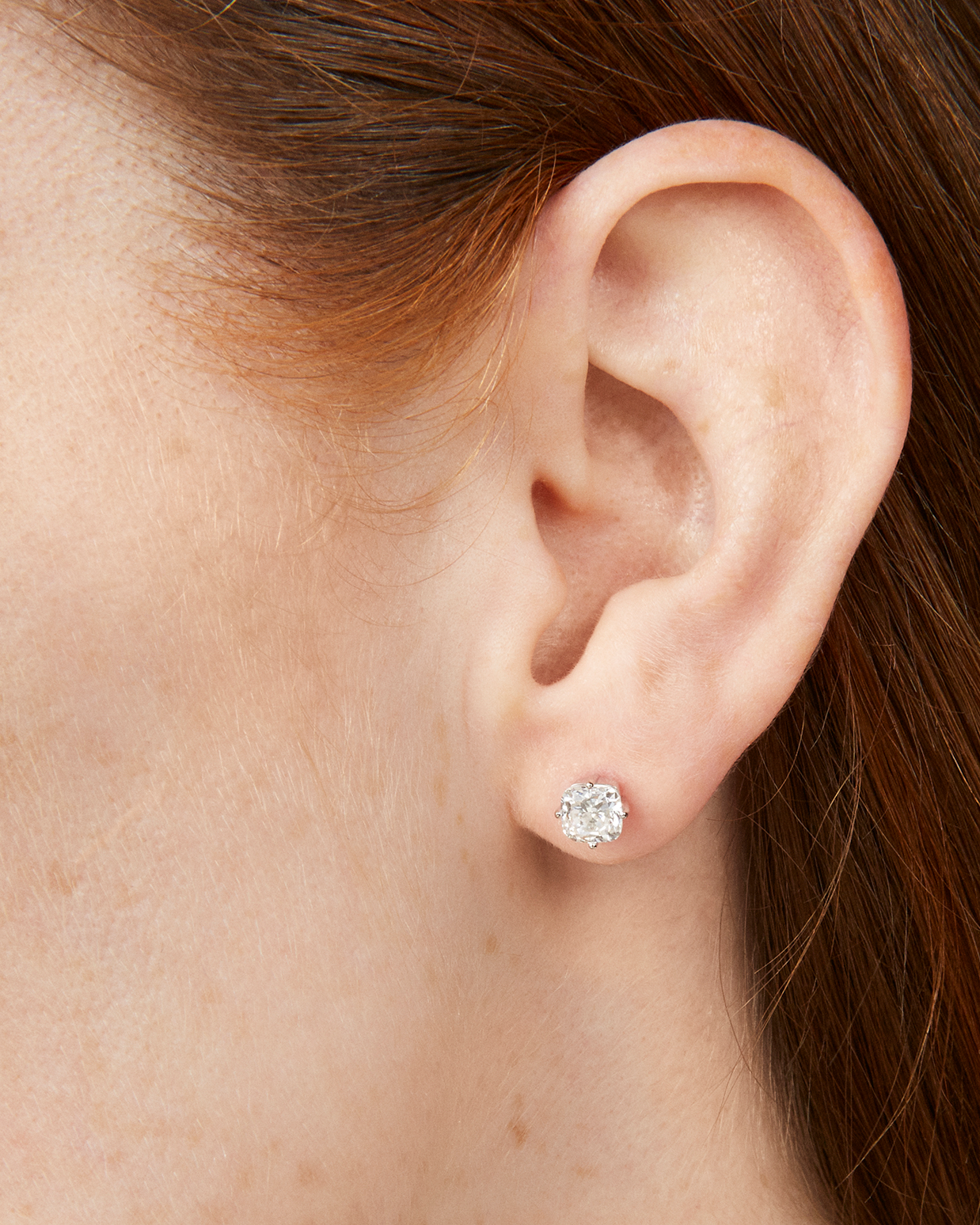 The Cushion Solitaire Studs Earrings Lightbox Jewelry 