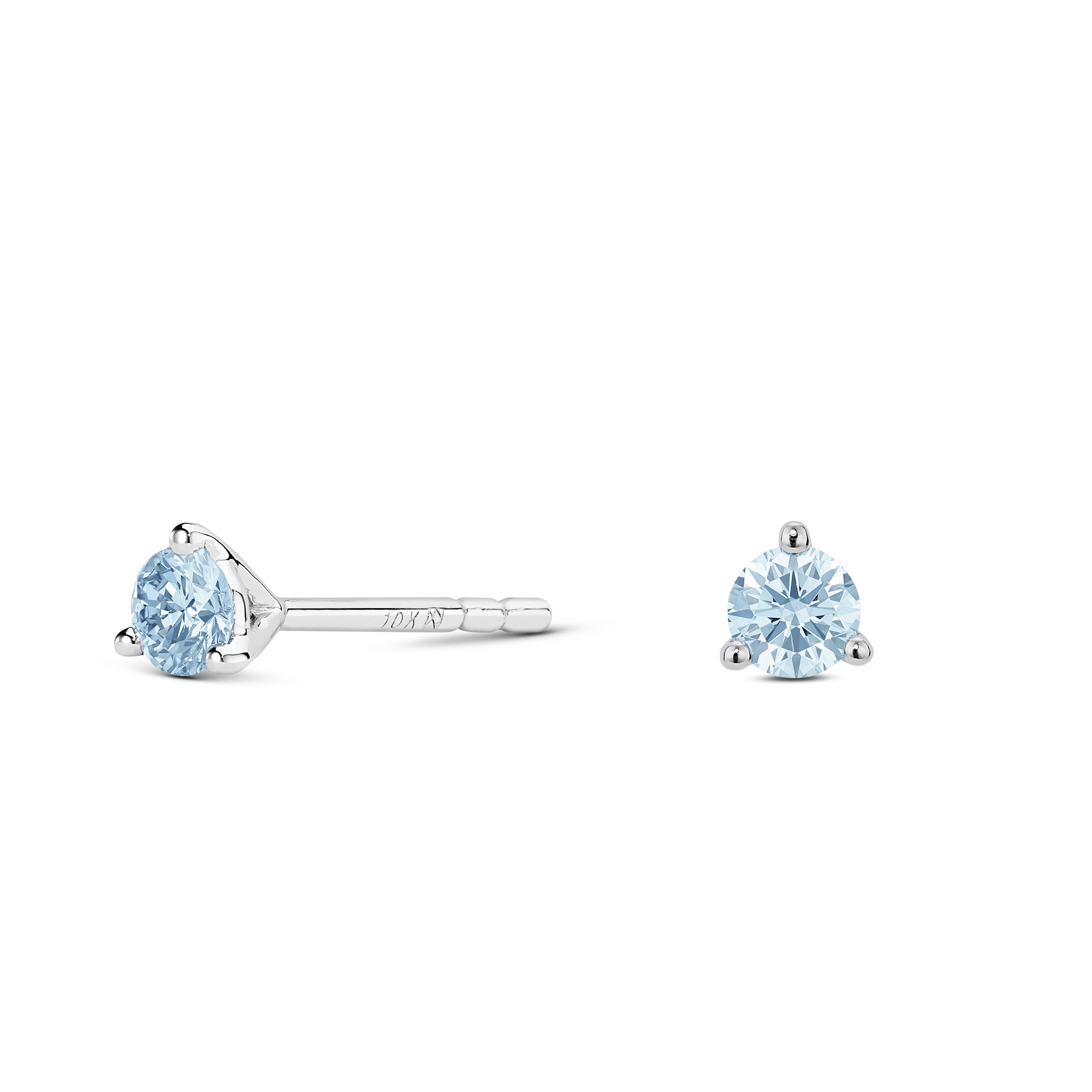 The Blue Mini Round Brilliant Solitaire Studs Earrings Lightbox Jewelry 