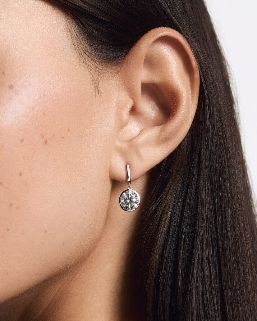 The Round Brilliant Bezel Drop Earrings