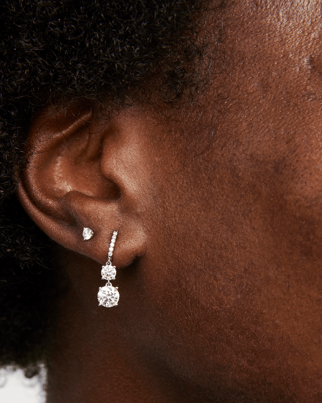 The Round Brilliant Two Stone Drop Earrings