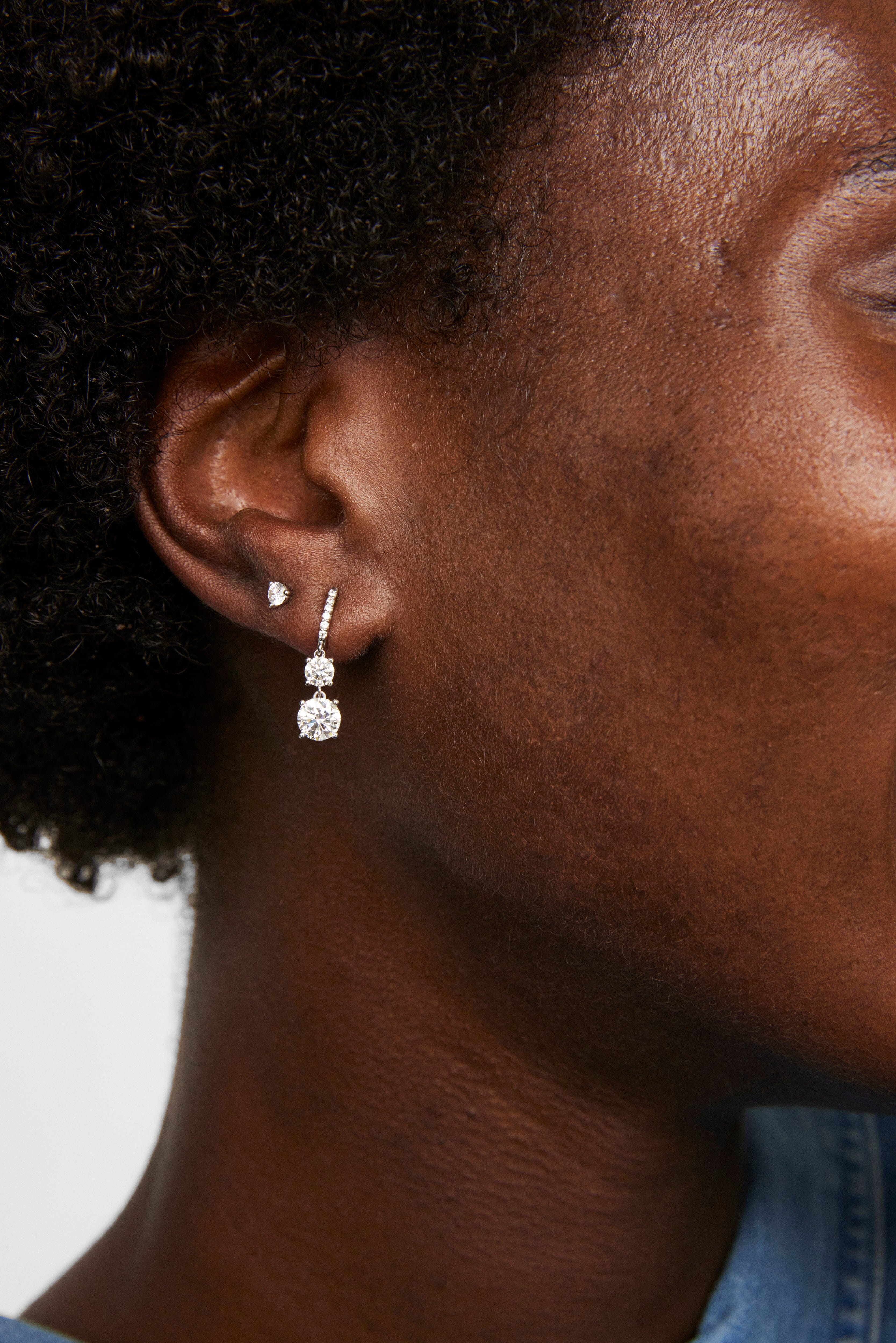 The Round Brilliant Two Stone Drop Earrings