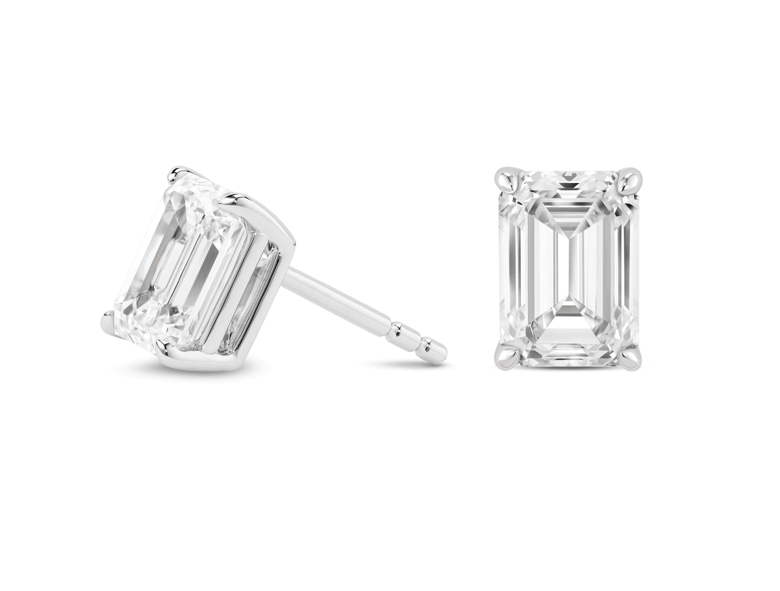 Lab-Grown Diamond 2ct. tw. Emerald Cut Studs | White