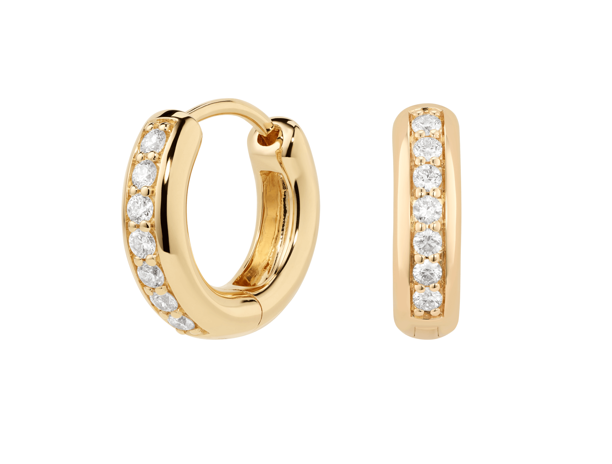 Side view of yellow gold passage hoop