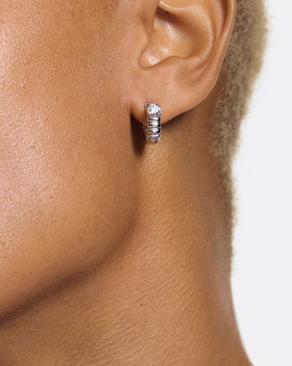 The Poet Hoop Earrings | White