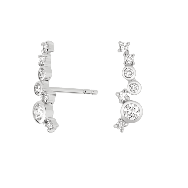 Side view of the white gold Lloyd climber studs