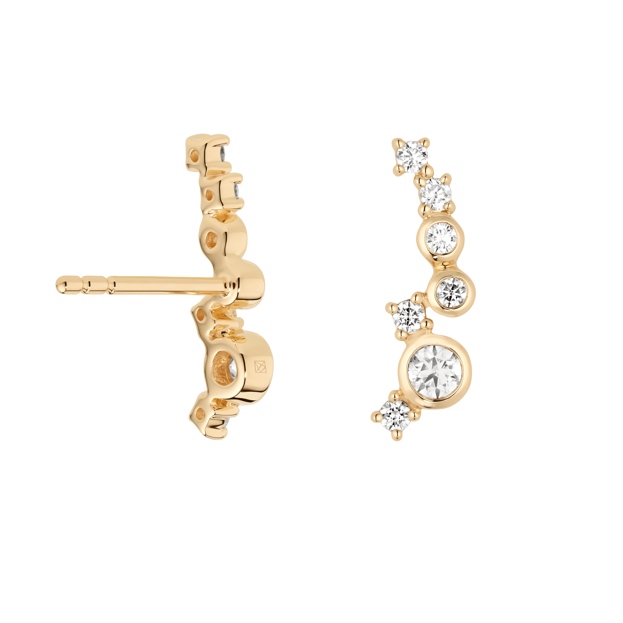 Back view of the yellow gold Lloyd climber studs