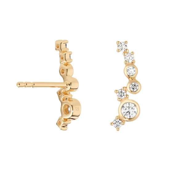 Back view of the yellow gold Lloyd climber studs