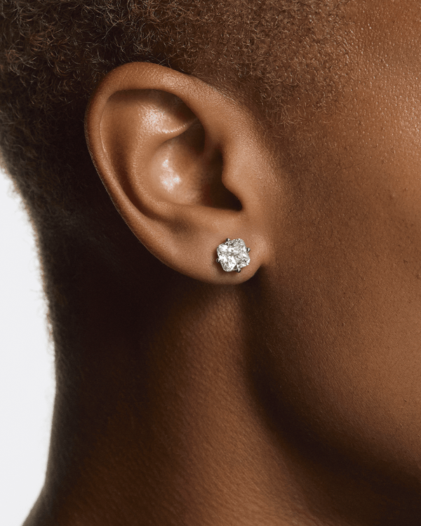 Model image of 4 carat total weight cushion cut studs in white gold