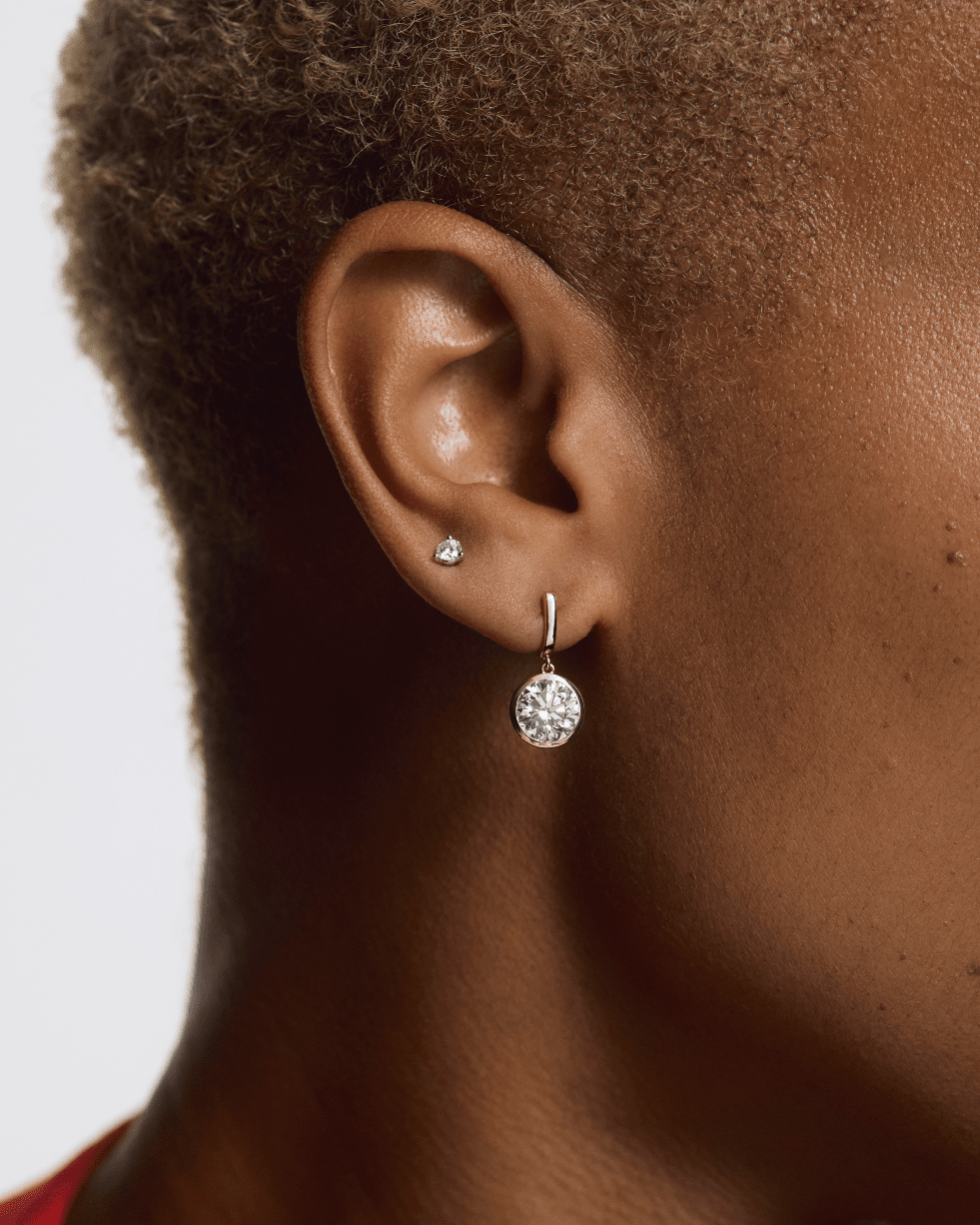 The Round Brilliant Bezel Drop Earrings