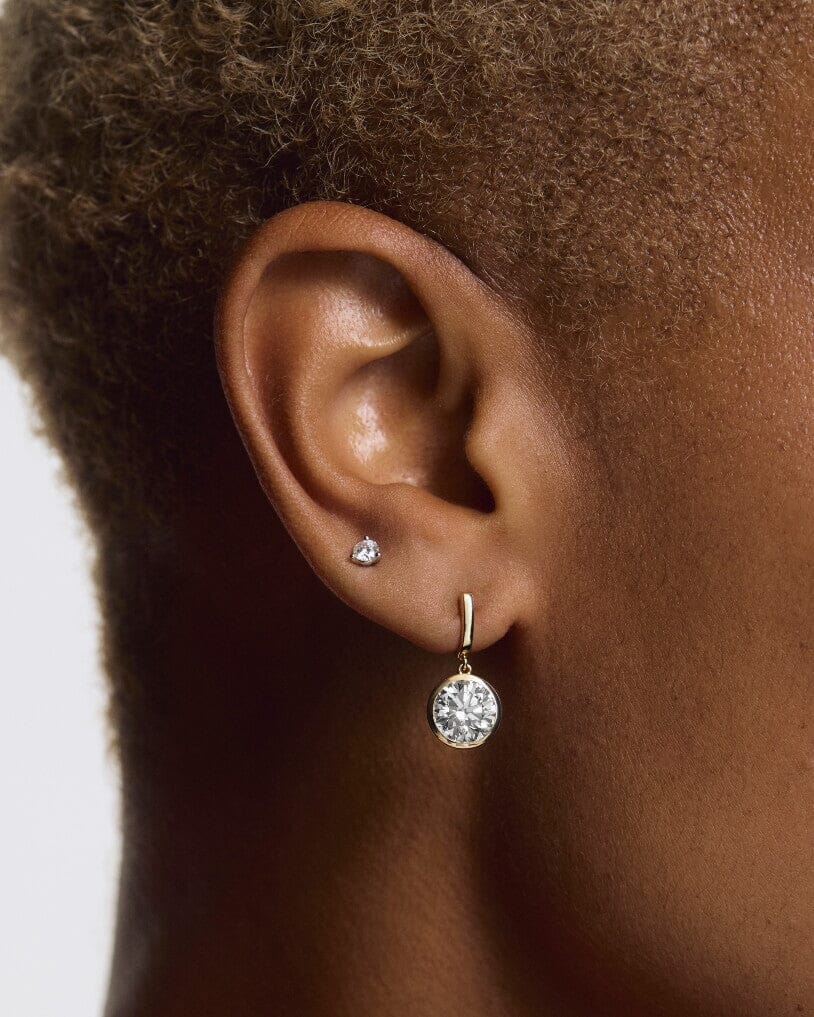 The Round Brilliant Bezel Drop Earrings