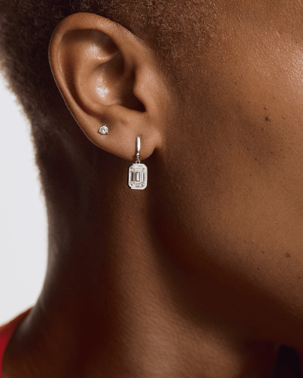 The Emerald Bezel Drop Earrings