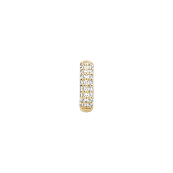 Front view of yellow gold, pavé bubble single ear cuff