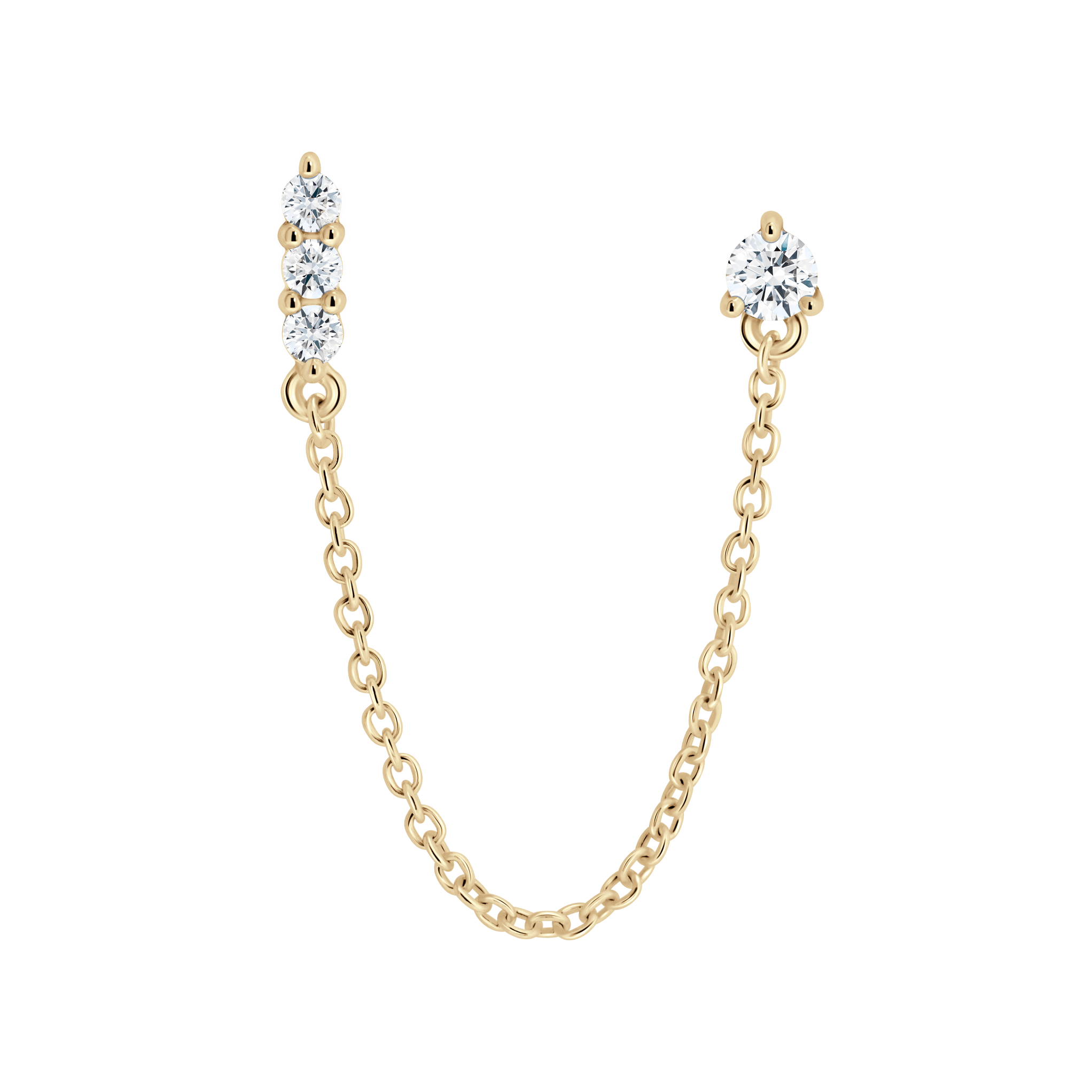 The Mini Double Stud Chain Single Earring