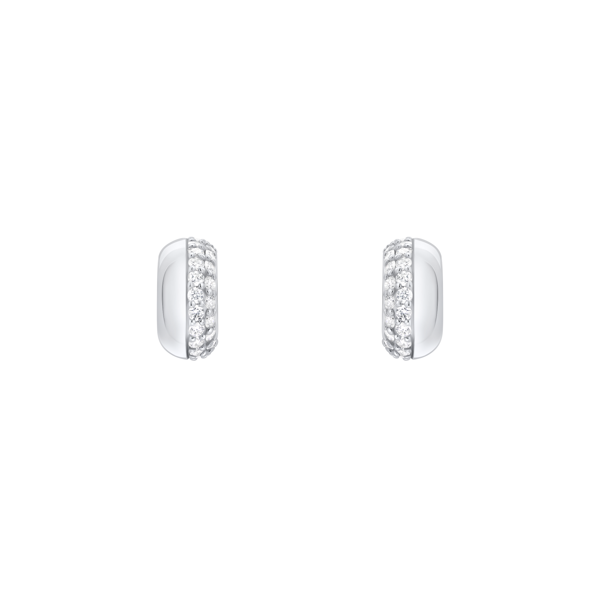The Luna Half Pavé Huggie Hoops