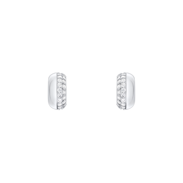 The Luna Half Pavé Huggie Hoops