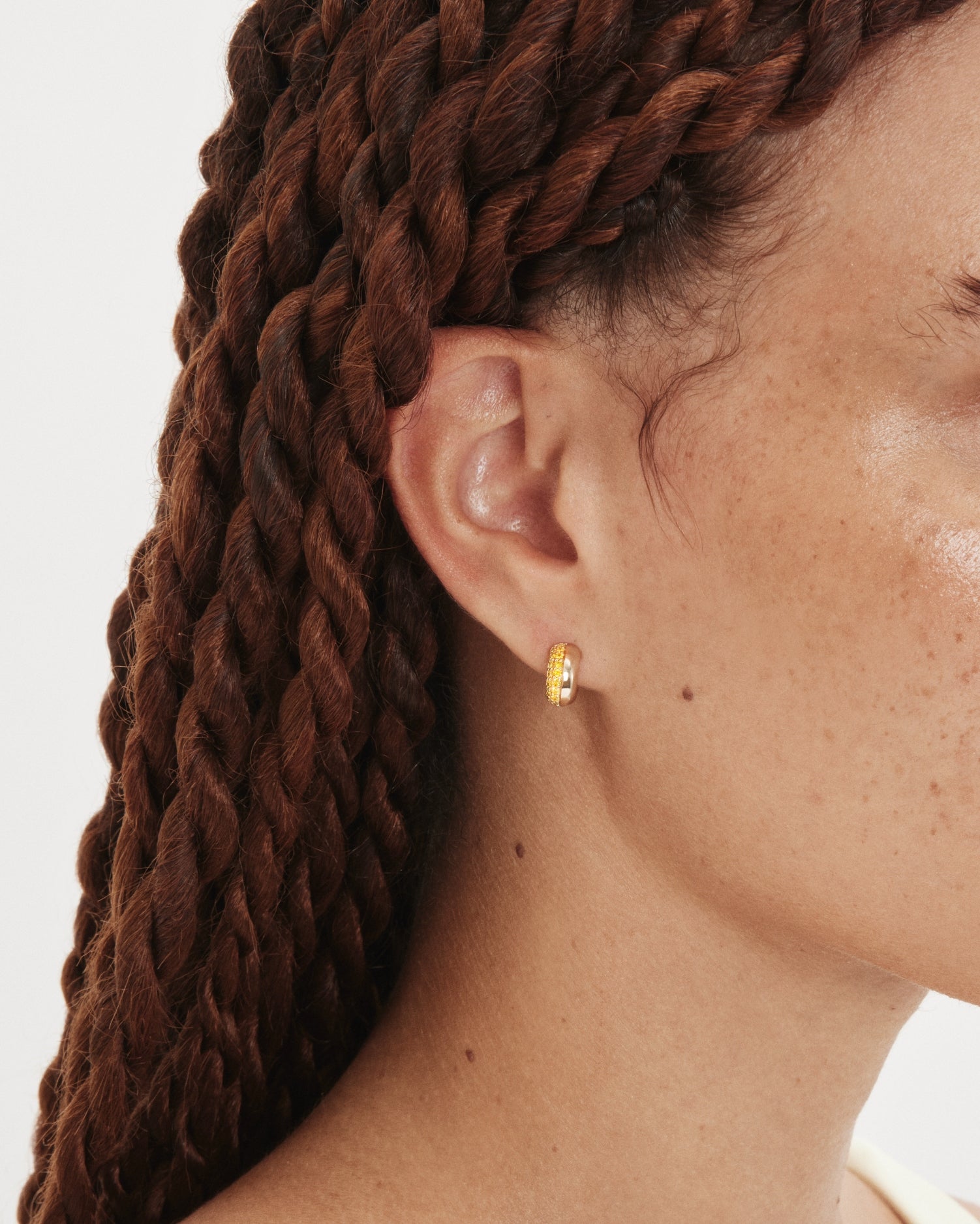 The Luna Half Pavé Huggie Hoops