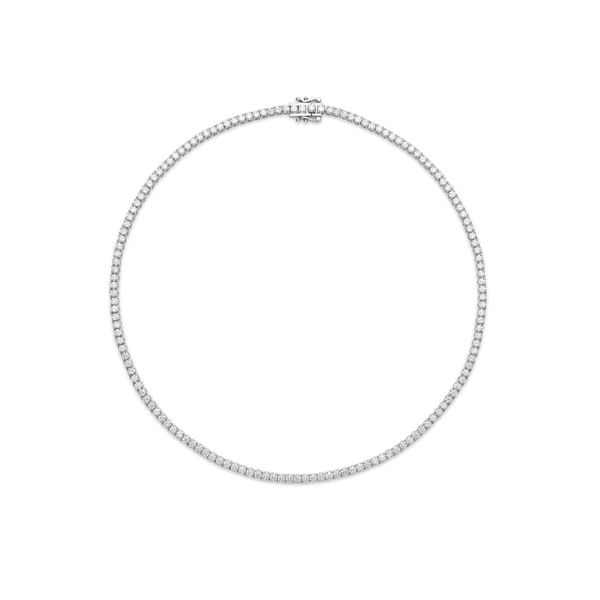 Overview of white gold, mini tennis necklace