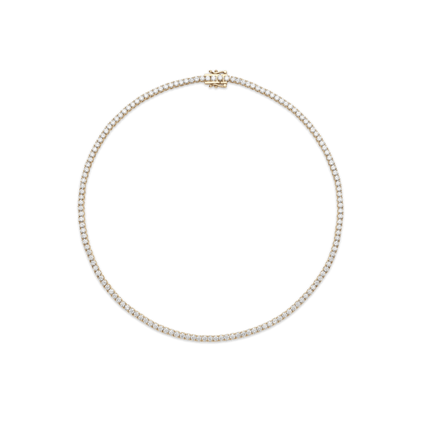 Overview of yellow gold, mini tennis bracelet