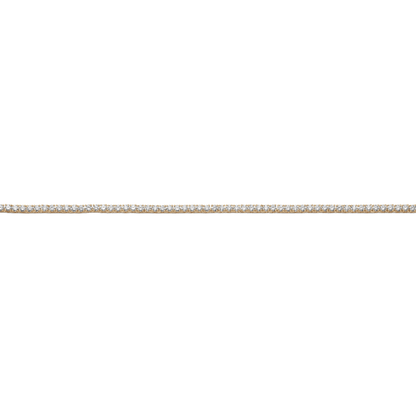 Flat view of yellow gold, mini tennis bracelet