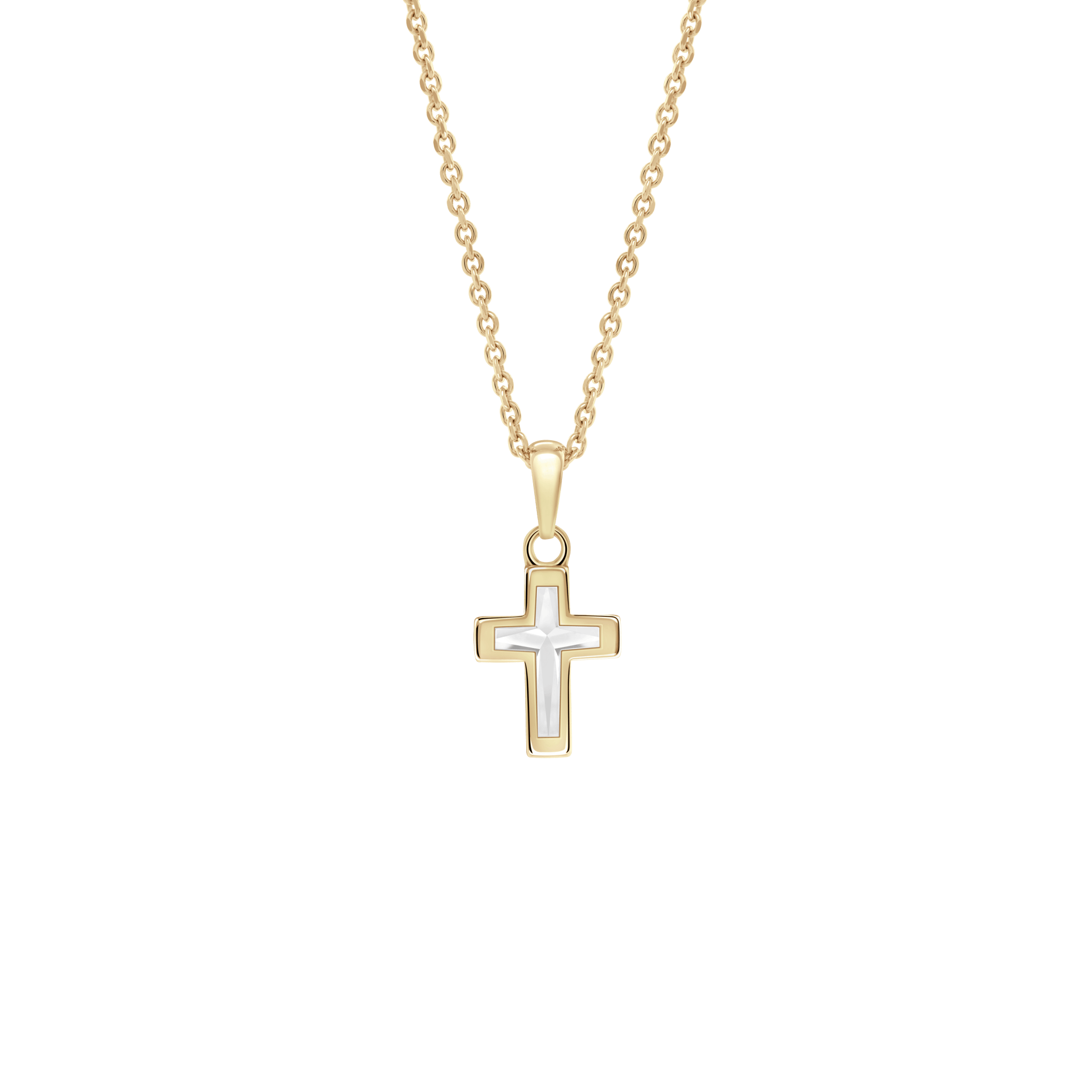 Back image of the cross cut pendant in yellow gold