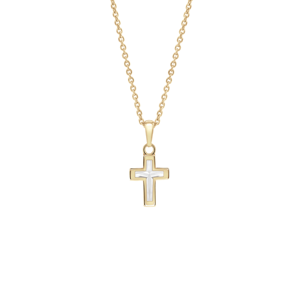 Back image of the cross cut pendant in yellow gold