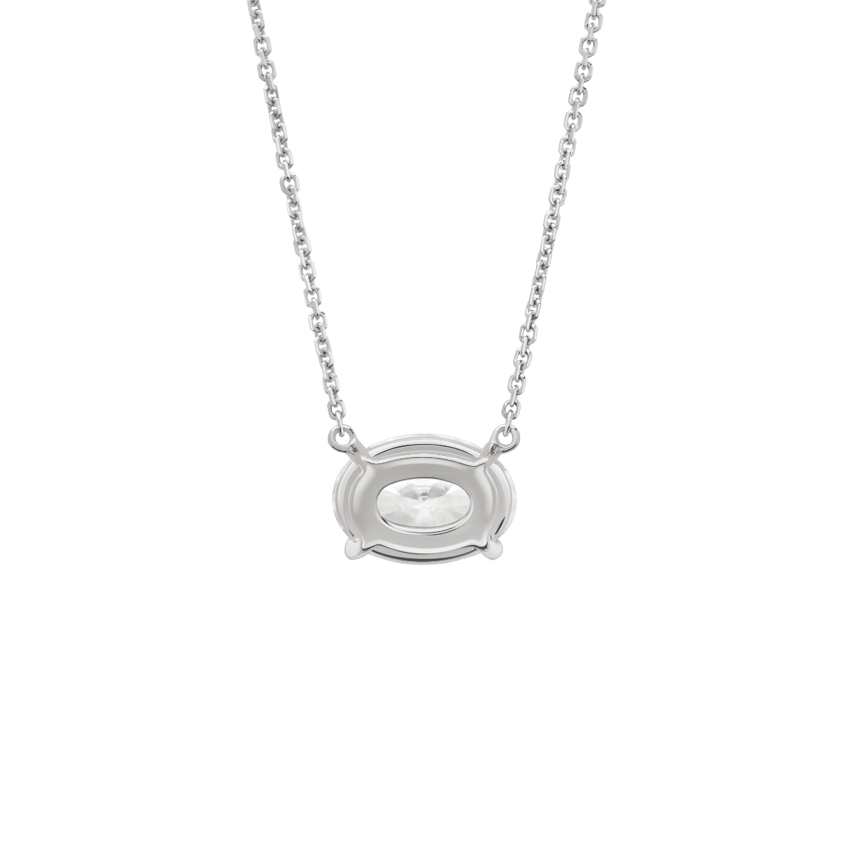 Back view of a 1 carat oval cut solitaire pendant in white gold