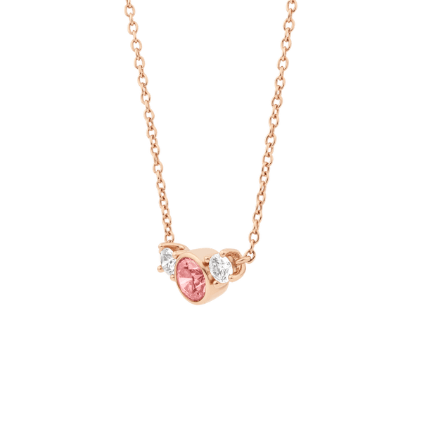 Side view of The Pink Three Stone Pendant