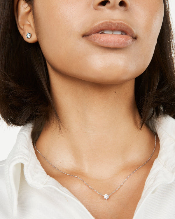 Model image of white gold, lab-grown 0.5 carat round brilliant pendant 