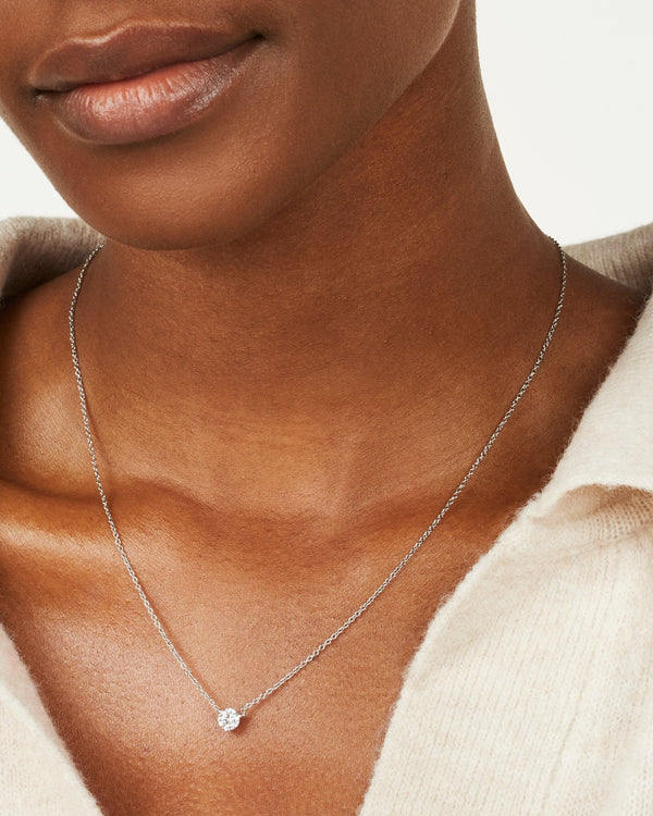 Model image of white gold, lab-grown 0.5 carat round brilliant pendant