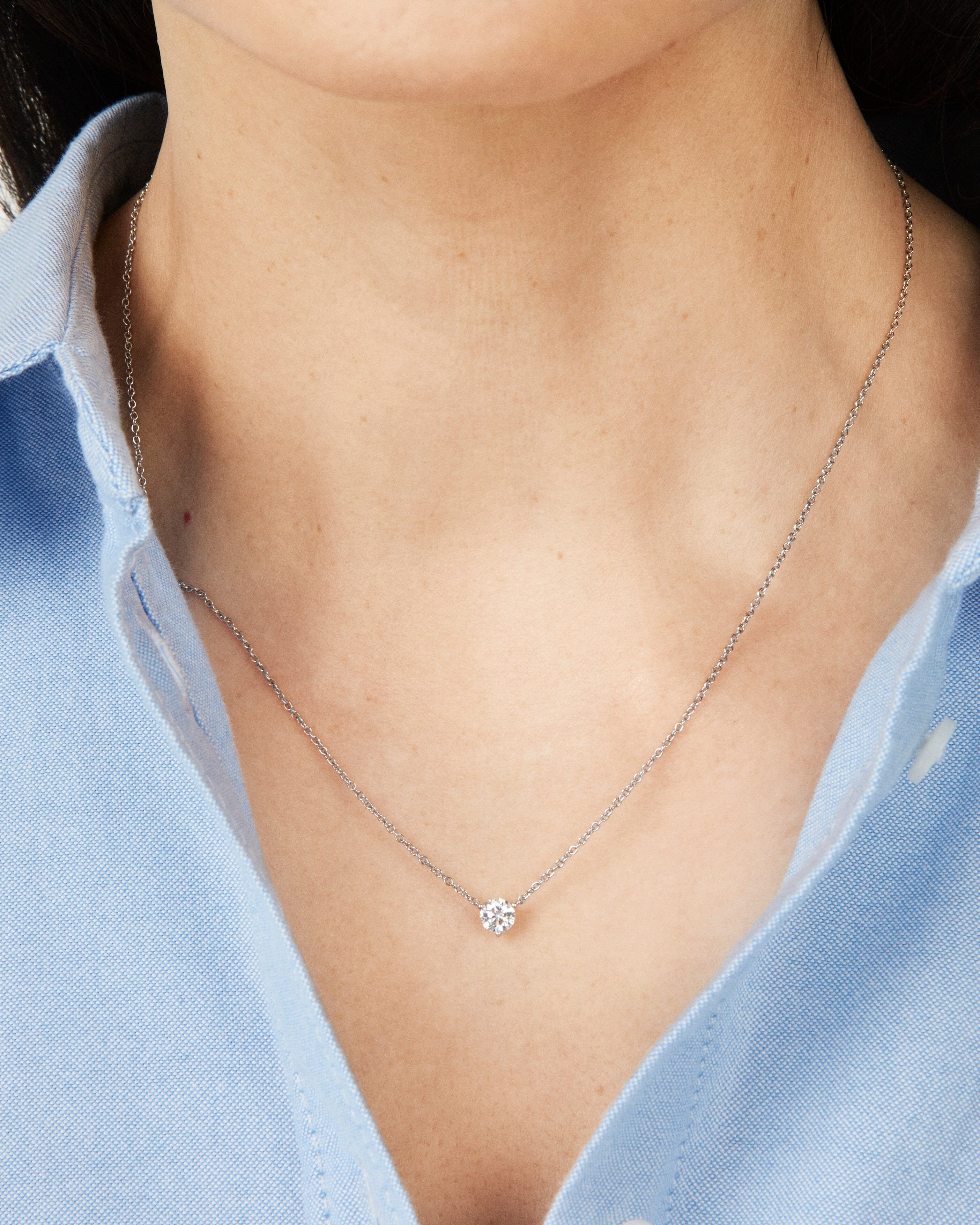 Model image of white gold, lab-grown 0.5 carat round brilliant pendant 
