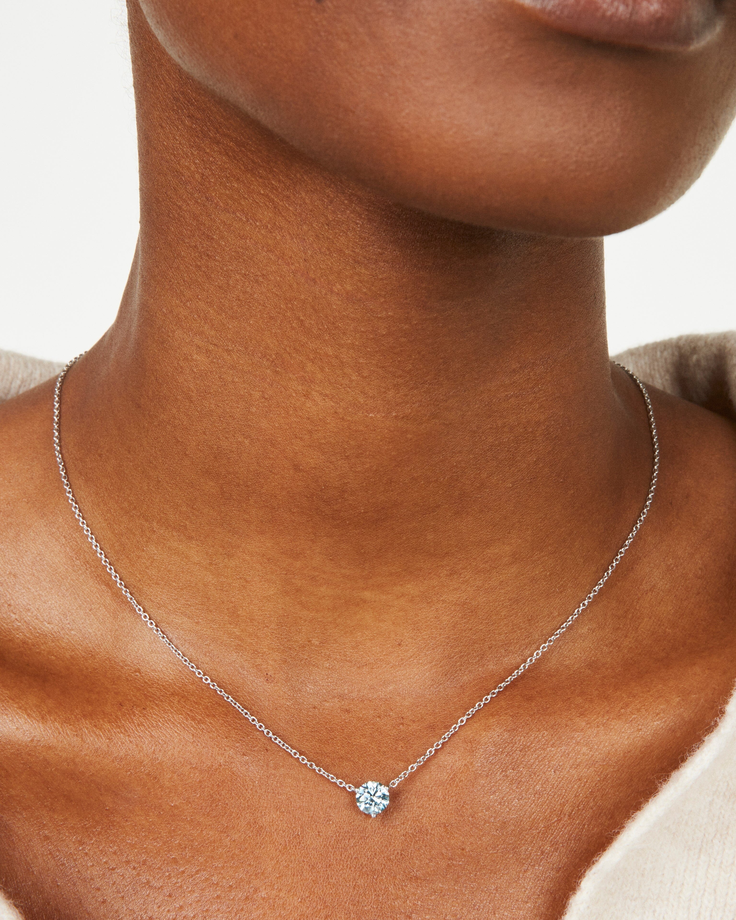 The Blue Round Brilliant Solitaire Pendant