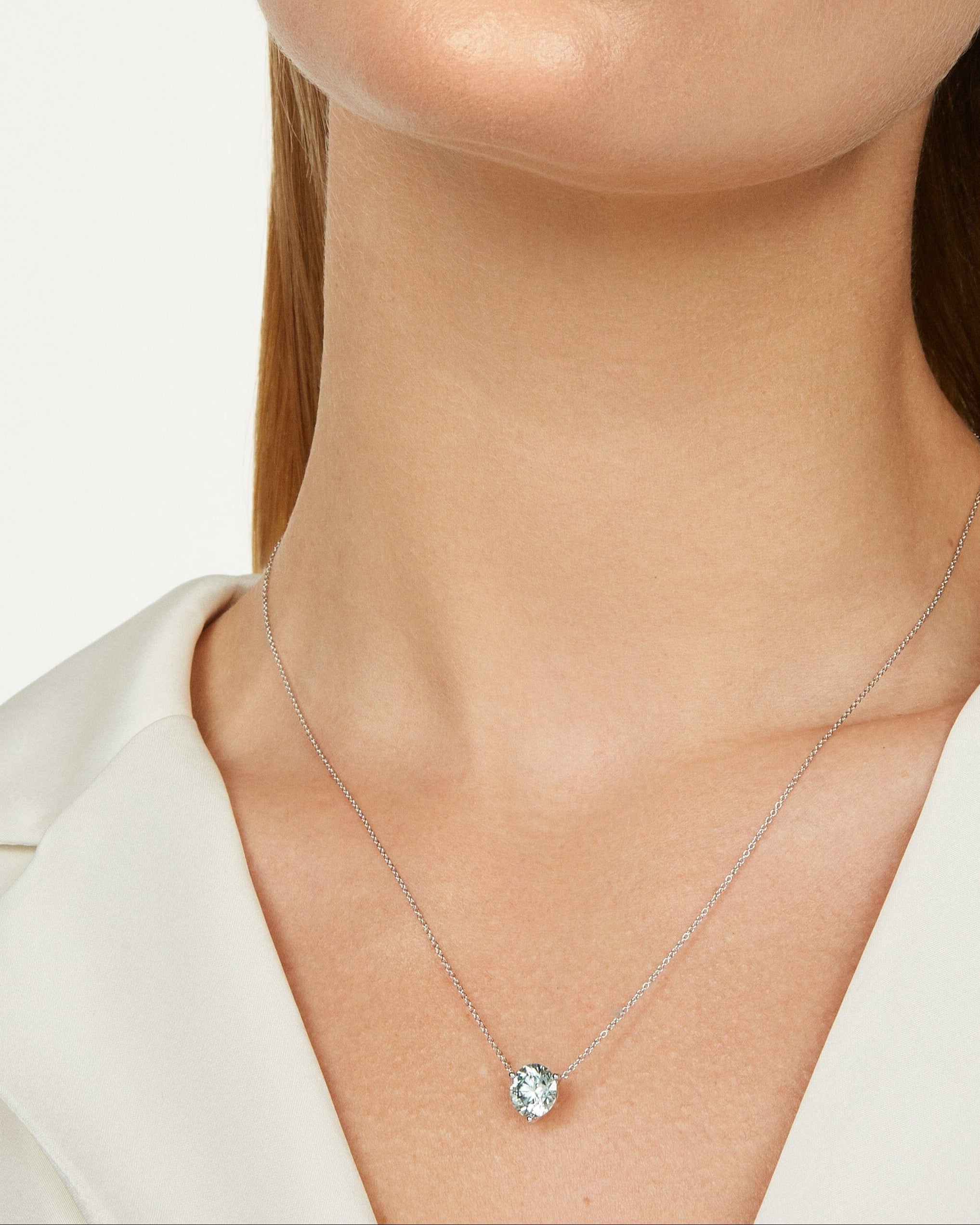 The Blue Round Brilliant Solitaire Pendant