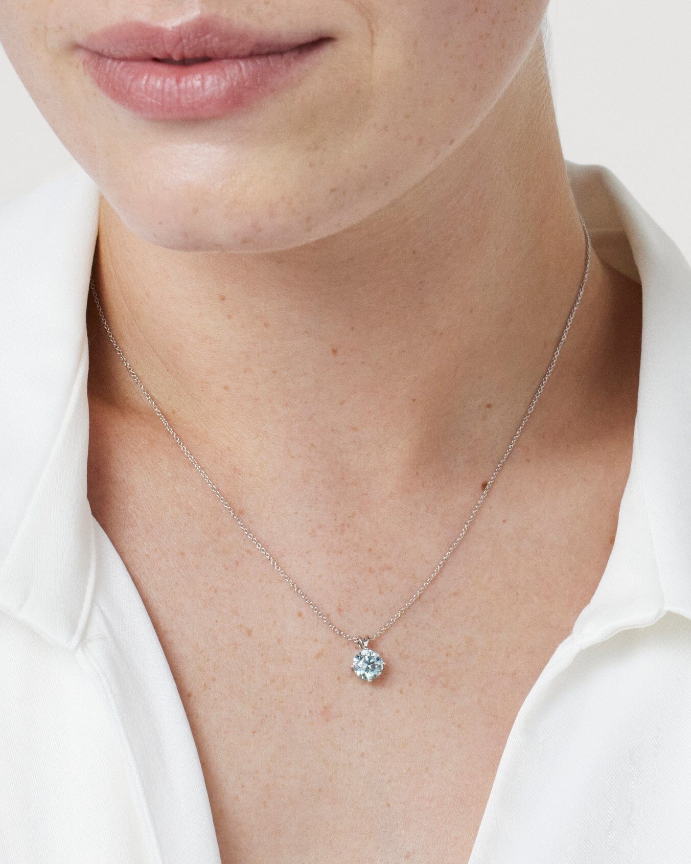 The Blue Round Brilliant Solitaire Bale Pendant