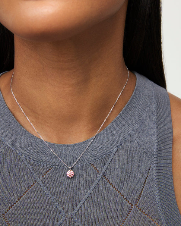 Model image of a 1 carat Pink Round Brilliant Solitaire Bale Pendant