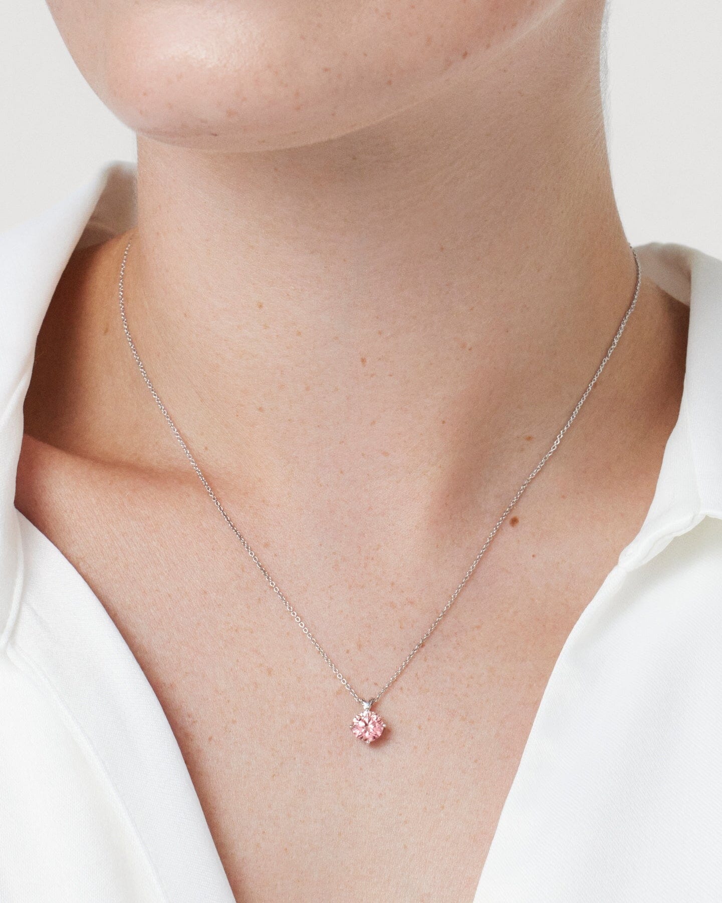 The Pink Round Brilliant Solitaire Bale Pendant