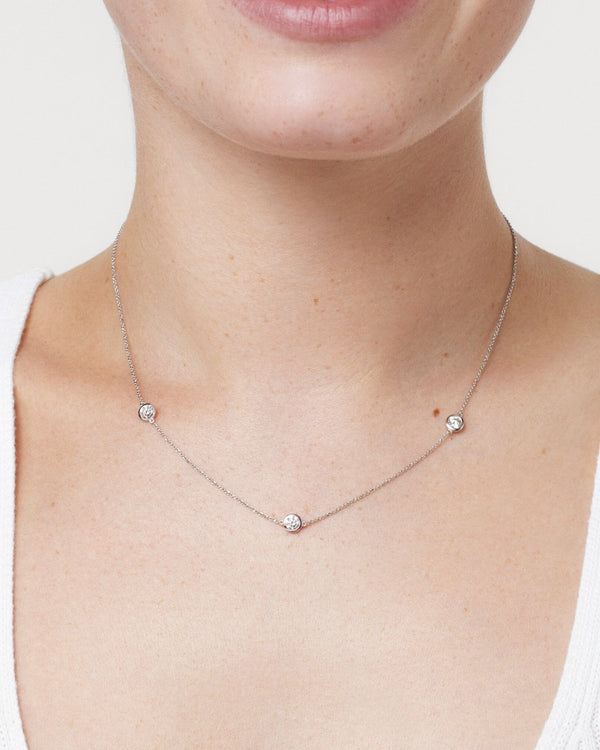 Model image of white gold station necklace