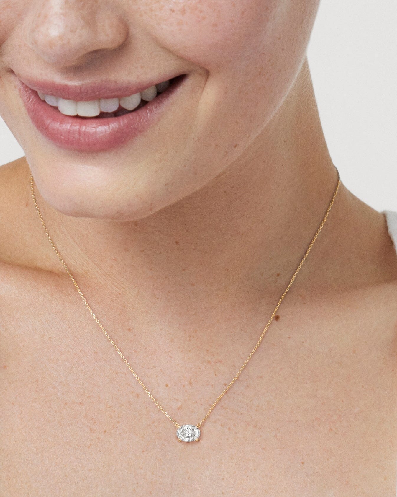 Model image of yellow gold 1 carat lab-grown oval cut pendant