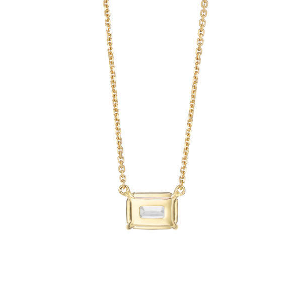 Back view of yellow gold 1 carat lab-grown emerald cut pendant