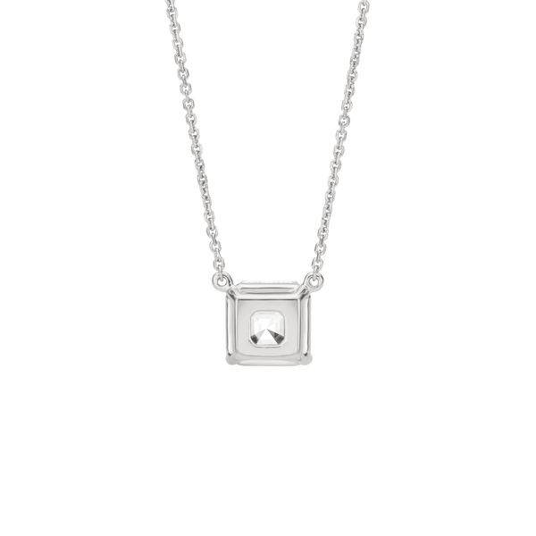 Back view of the 2 carat Asscher cut pendant in white gold