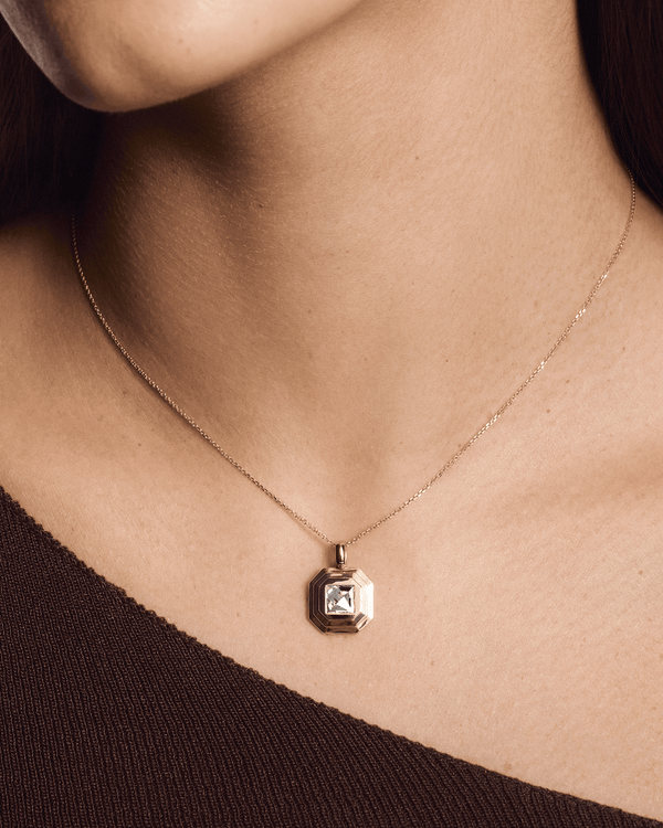 Model image of the Lightbox Cut Pendant in yellow gold