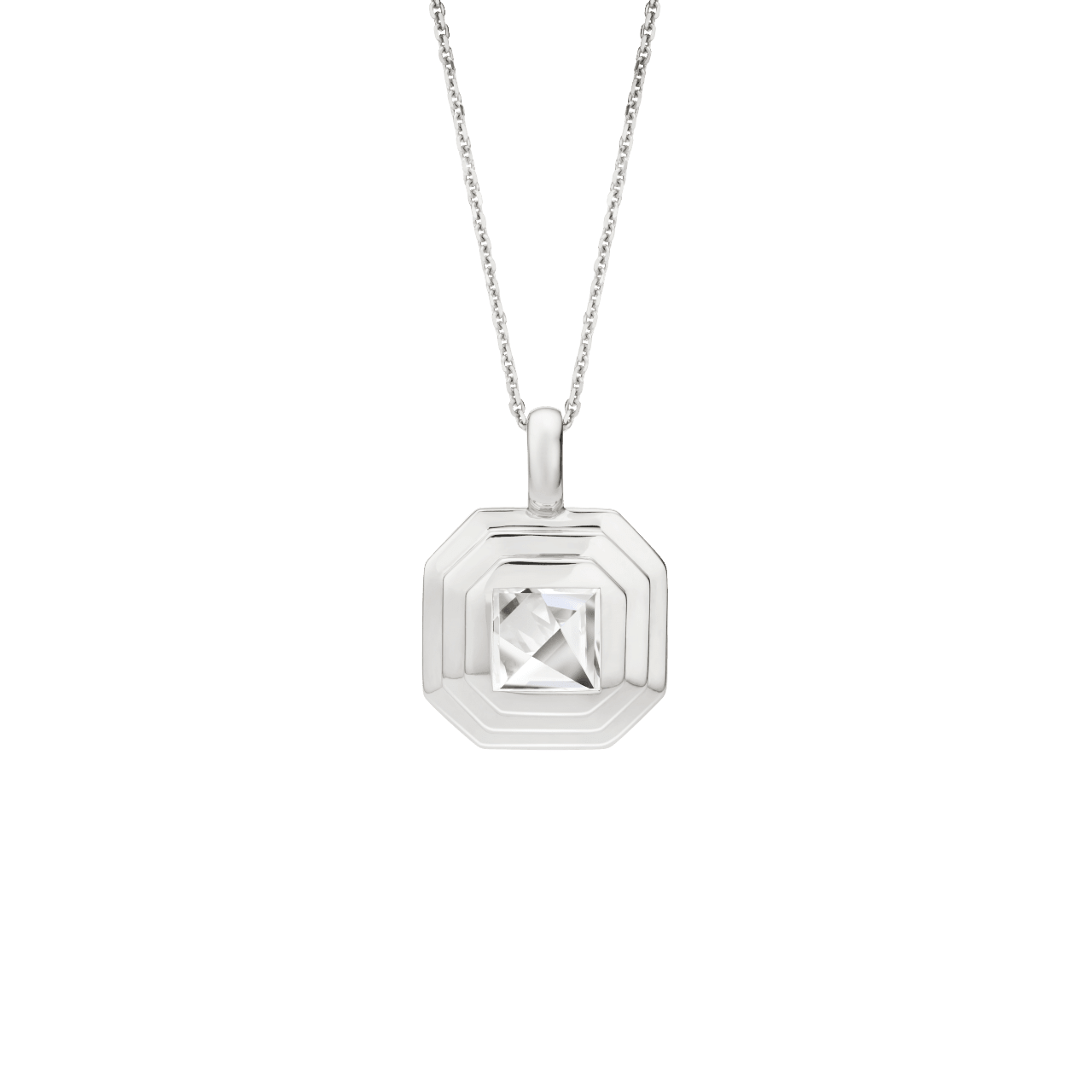 Front view of Lightbox Cut Collection pendant in white gold