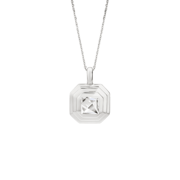 Front view of Lightbox Cut Collection pendant in white gold