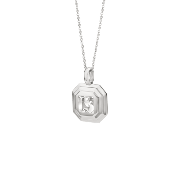 Side view of Lightbox Cut Collection pendant in white gold