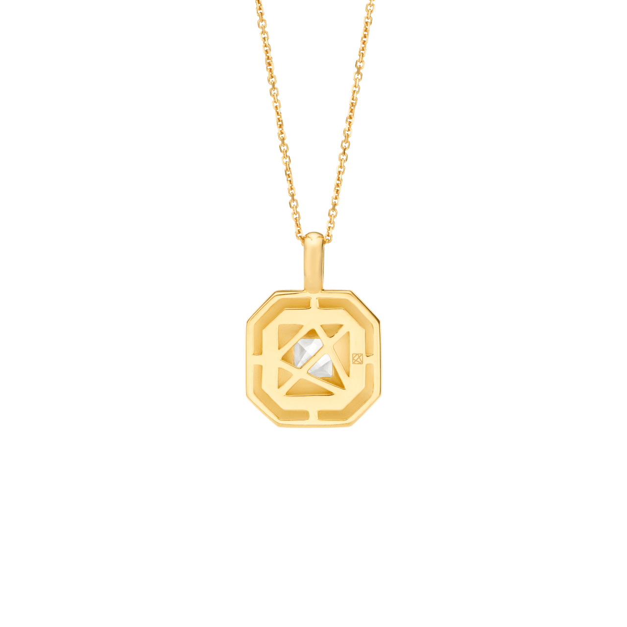 Back view of the Lightbox Cut Pendant in yellow gold