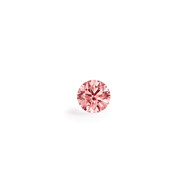 Top view of a pink 2 carat round brilliant diamond