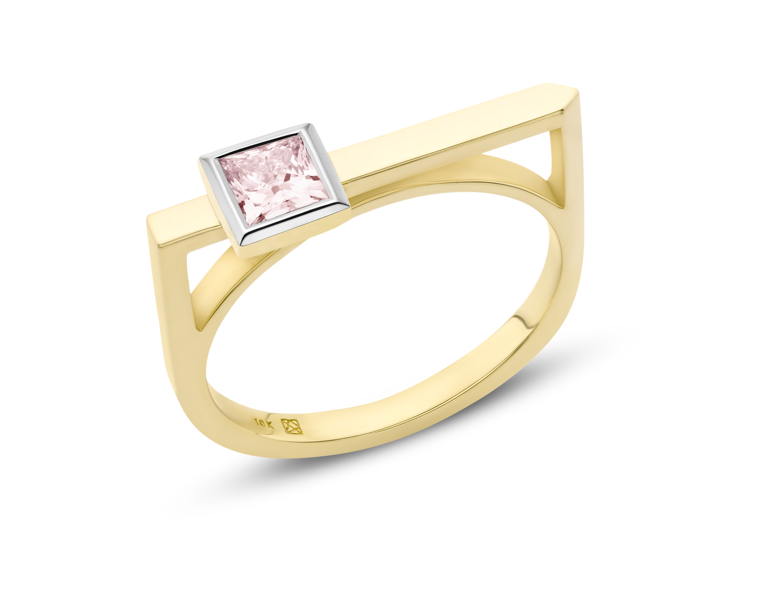 Lab-Grown Diamond ⅜ct. Mini Princess Cut Linear Ring | Pink