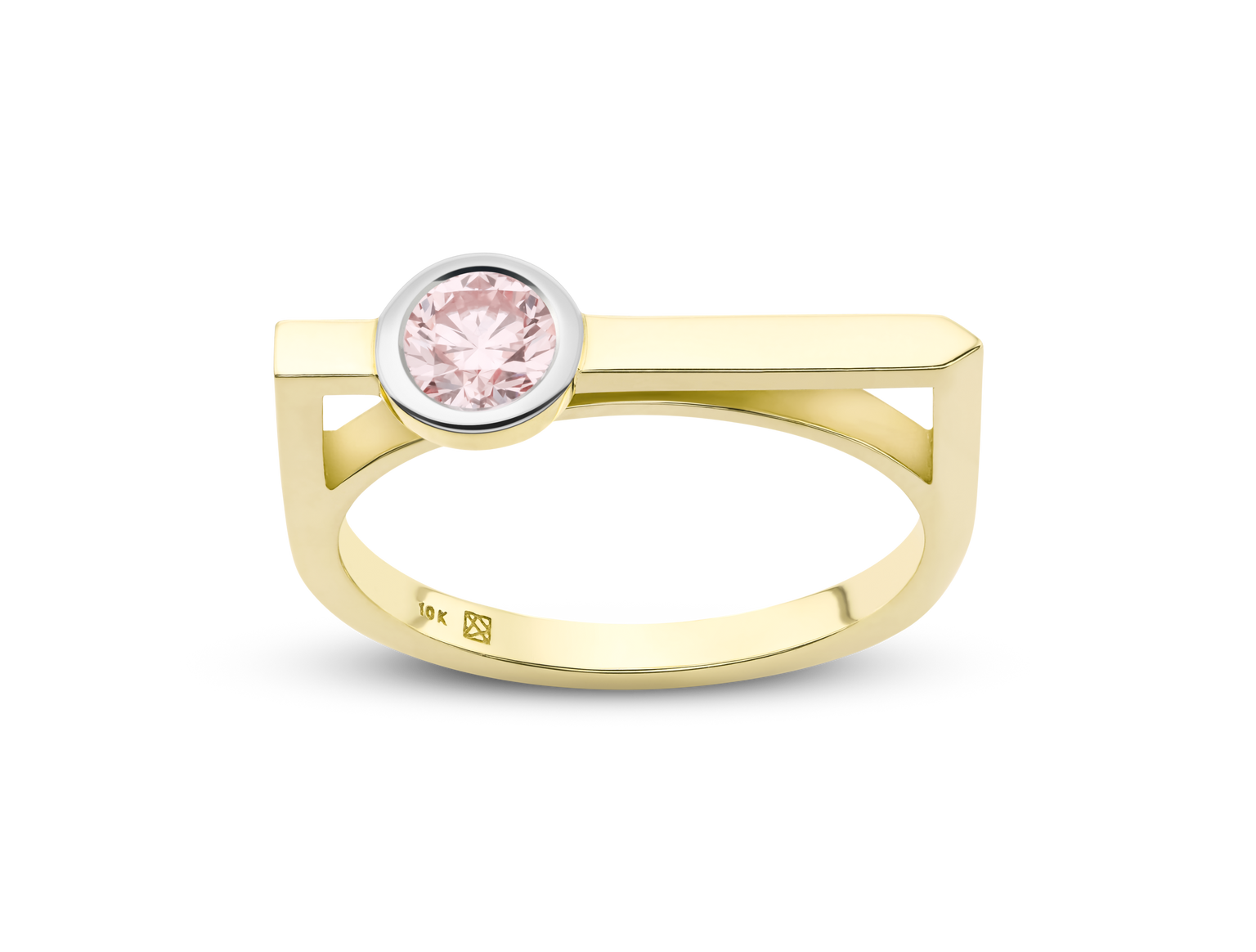 Lab-Grown Diamond ⅜ct. Mini Round Brilliant Solitaire Linear Ring | Pink